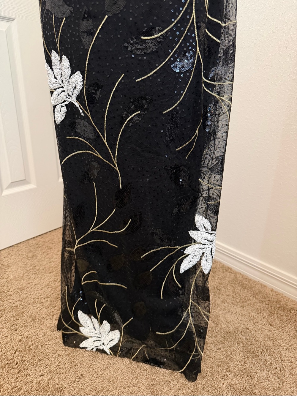 Badgley Mischka Black Evening Dress with Gold Accents - Picture 3 of 6